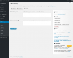 Page screenshot: Settings &rarr; XML Sitemap &rarr; Advanced