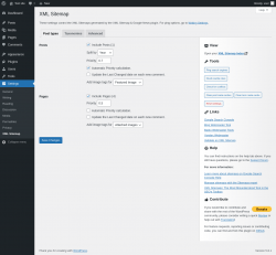 Page screenshot: Settings &rarr; XML Sitemap
