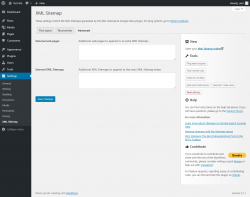 Page screenshot: Settings  &rarr; XML Sitemap &rarr; Advanced