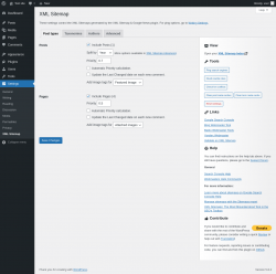 Page screenshot: Settings &rarr; XML Sitemap