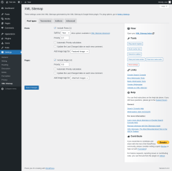 Page screenshot: Settings &rarr; XML Sitemap