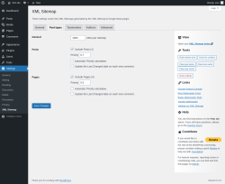 Page screenshot: Settings &rarr; XML Sitemap &rarr; Post types