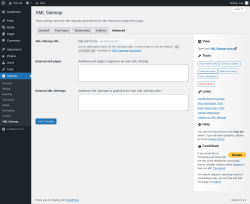 Page screenshot: Settings &rarr; XML Sitemap &rarr; Advanced