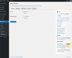Page screenshot: Settings → XML Sitemap
