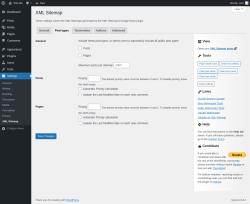 Page screenshot: Settings → XML Sitemap → Post types