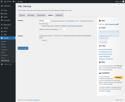 Page screenshot: Settings → XML Sitemap → Authors
