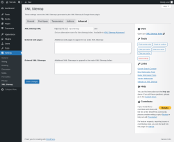 Page screenshot: Settings → XML Sitemap → Advanced