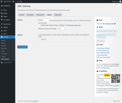 Page screenshot: Settings → XML Sitemap → Authors