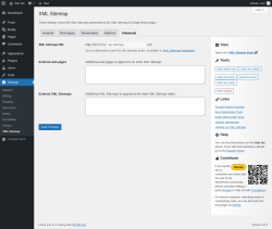 Page screenshot: Settings → XML Sitemap → Advanced