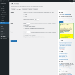 Page screenshot: Settings → XML Sitemap → Post types