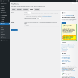 Page screenshot: Settings → XML Sitemap → Authors