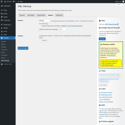 Page screenshot: Settings → XML Sitemap → Authors
