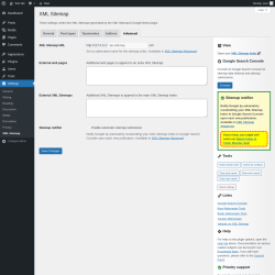 Page screenshot: Settings → XML Sitemap → Advanced
