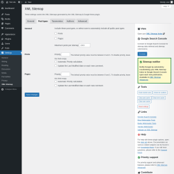 Page screenshot: Settings → XML Sitemap → Post types