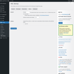 Page screenshot: Settings → XML Sitemap → Authors