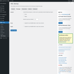 Page screenshot: Settings &rarr; XML Sitemap &rarr; Post types