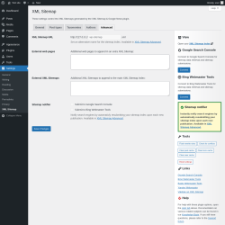 Page screenshot: Settings &rarr; XML Sitemap &rarr; Advanced