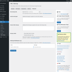 Page screenshot: Settings &rarr; XML Sitemap &rarr; Advanced