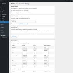 Page screenshot: Settings → XML Sitemap