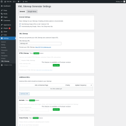 Page screenshot: Settings → XML Sitemap