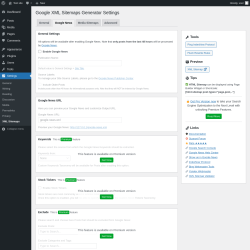 Page screenshot: Settings → XML Sitemaps → Google News