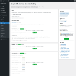 Page screenshot: Settings → XML Sitemaps → Advanced