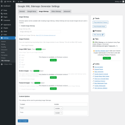 Page screenshot: Settings → XML Sitemaps → Image Sitemap
