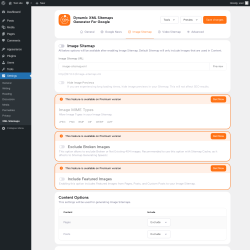 Page screenshot: Settings → XML Sitemaps → Image Sitemap