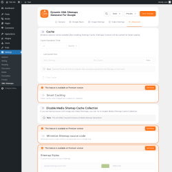 Page screenshot: Settings → XML Sitemaps → Advanced