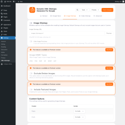 Page screenshot: Settings → XML Sitemaps → Image Sitemap