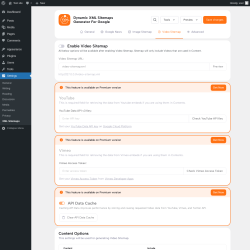 Page screenshot: Settings → XML Sitemaps → Video Sitemap