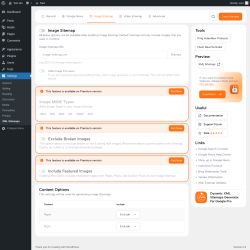 Page screenshot: Settings &rarr; XML Sitemaps &rarr; Image Sitemap