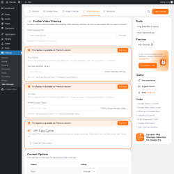 Page screenshot: Settings &rarr; XML Sitemaps &rarr; Video Sitemap