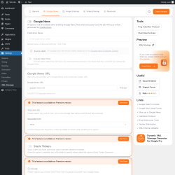 Page screenshot: Settings &rarr; XML Sitemaps &rarr; Google News