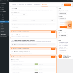 Page screenshot: Settings &rarr; XML Sitemaps &rarr; Advanced
