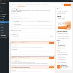 Page screenshot: Settings &rarr; XML Sitemaps &rarr; Google News