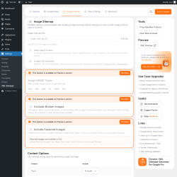 Page screenshot: Settings &rarr; XML Sitemaps &rarr; Image Sitemap