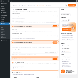 Page screenshot: Settings &rarr; XML Sitemaps &rarr; Video Sitemap