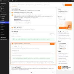 Page screenshot: Settings &rarr; XML Sitemaps