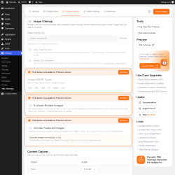 Page screenshot: Settings &rarr; XML Sitemaps &rarr; Image Sitemap