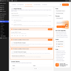 Page screenshot: Settings &rarr; XML Sitemaps &rarr; Image Sitemap