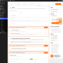 Page screenshot: Settings &rarr; XML Sitemaps &rarr; Advanced
