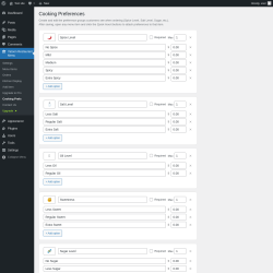 Page screenshot: Yatoon Restaurant Menu &rarr; Cooking Prefs