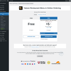 Page screenshot: Yatoon Restaurant Menu &rarr; Upgrade&nbsp;&nbsp;➤