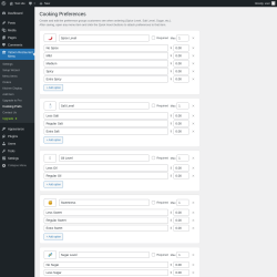 Page screenshot: Yatoon Restaurant Menu &rarr; Cooking Prefs