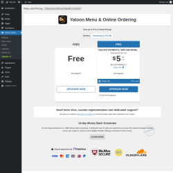Page screenshot: Yatoon Menu &rarr; Upgrade&nbsp;&nbsp;➤