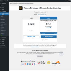 Page screenshot: Yatoon Restaurant Menu &rarr; Upgrade&nbsp;&nbsp;➤