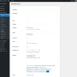 Page screenshot: Yatoon Restaurant Menu &rarr; Add Item