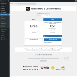 Page screenshot: Yatoon Menu &rarr; Upgrade&nbsp;&nbsp;➤