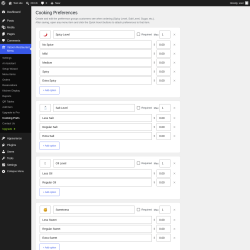 Page screenshot: Yatoon Restaurant Menu &rarr; Cooking Prefs